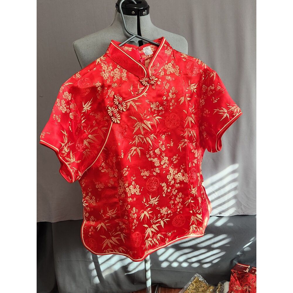 Tang Yi | Tops | Tang Yi Traditional Silk Red Dragon Top sz 18 XXL